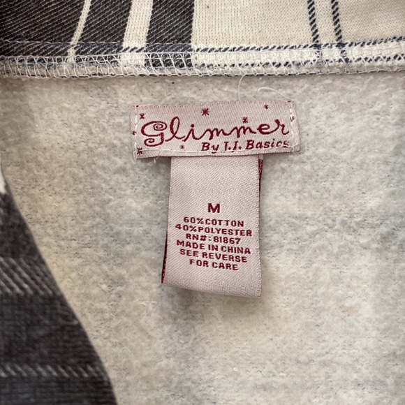 Glimmer by JJ basics Juniors medium grey and white plaid coat - Picture 3 of 4